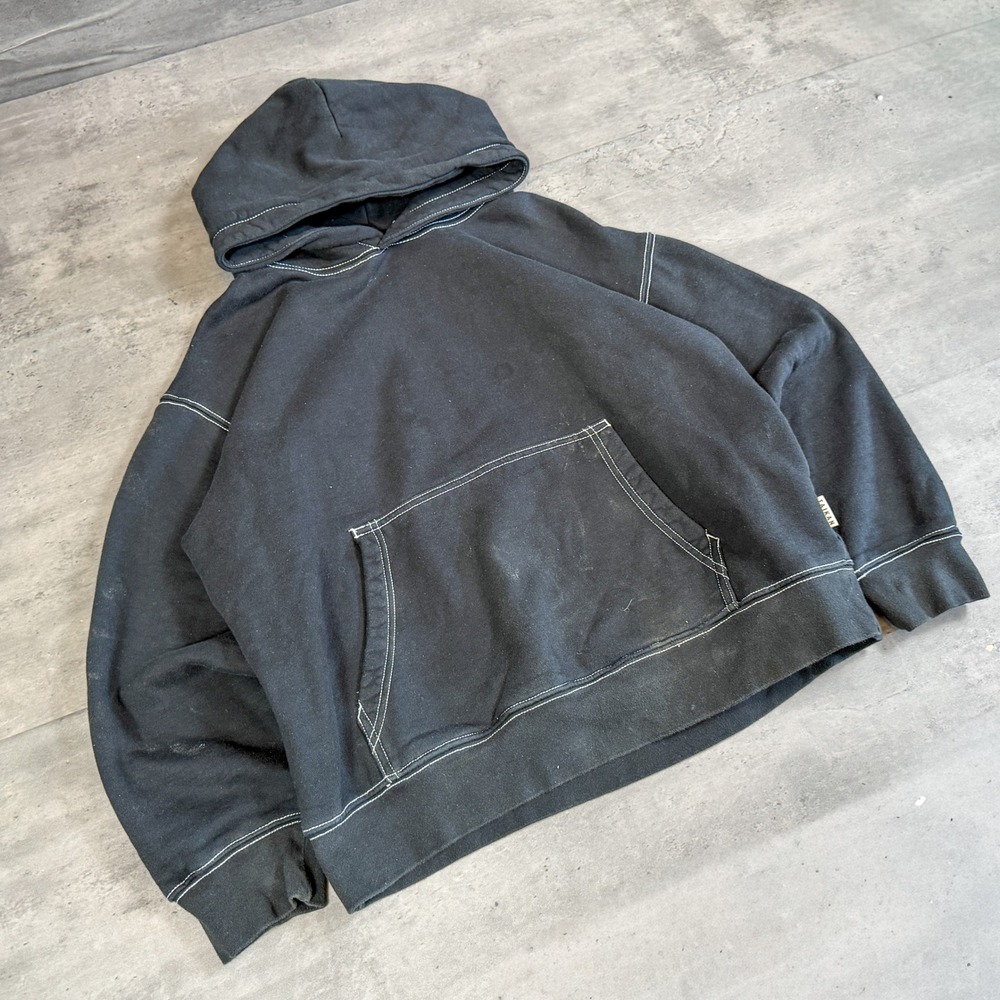 Talkan Black Contrast True Religion Style Black Cropped Heavy Weight Hoodie